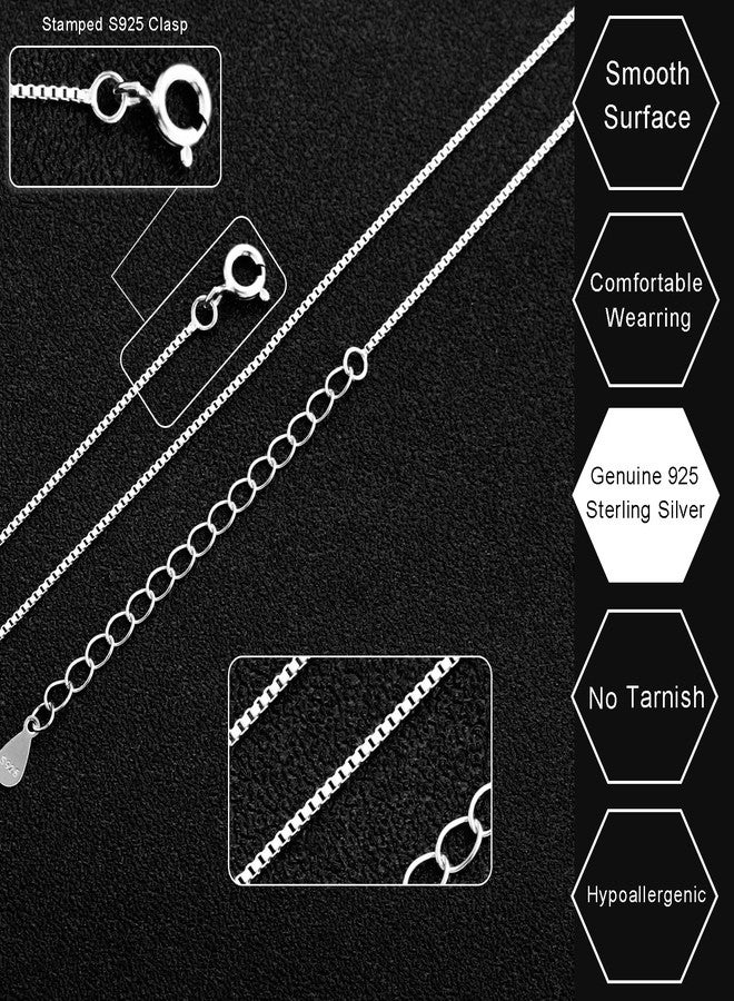 FUNEIA 925 Sterling Silver Necklace for Women Trendy Dainty Real Silver Chain Necklace Simple Thin Box Chain Beaded Snake Herringbone Necklaces Jewelry 14/16/18 Inch - Image 5